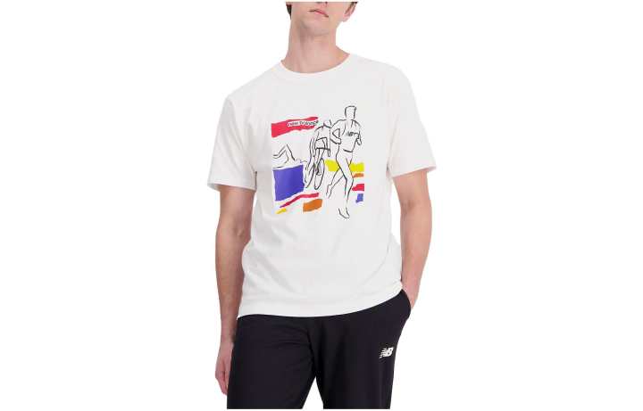 New Balance New Balance T Shirts Men's White Crew Neck Moderate Straight Fit