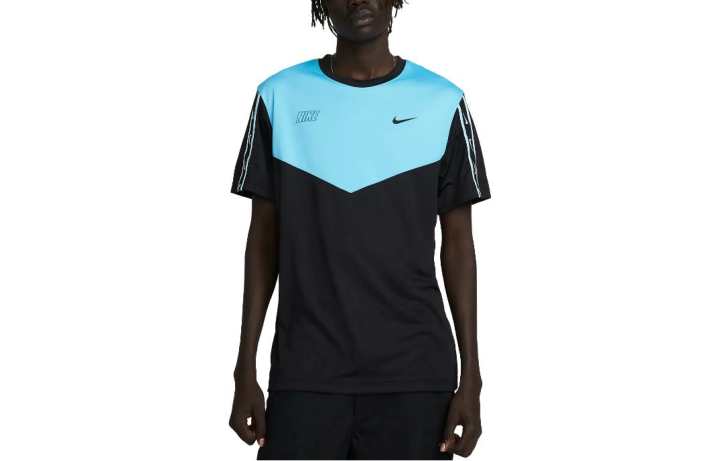 Nike Nike T Shirts Men's Black Blue Crew Neck Moderate Straight Fit