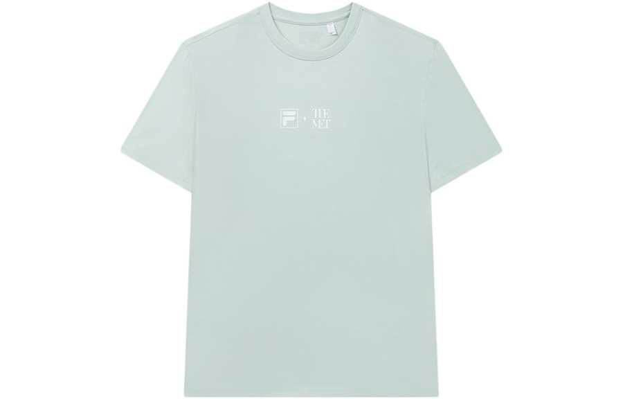 FILA X THE MET T Shirts Men's Green Crew Neck Moderate Straight Fit