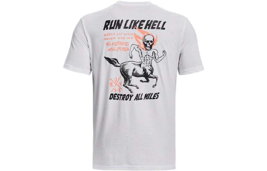 Under Armour T Shirts Men's White Crew Neck Moderate Straight Fit
