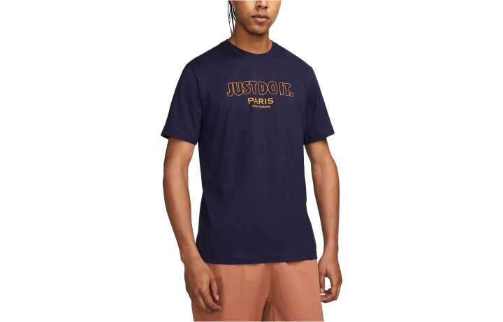 Nike Nike T Shirts Men's Dark Blue Crew Neck Moderate Straight Fit