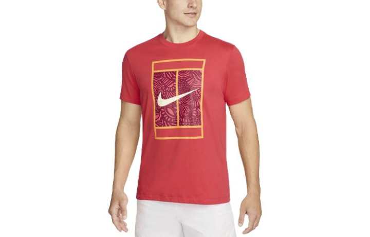 Nike Nike T Shirts Men's Track Red Crew Neck Moderate Straight Fit