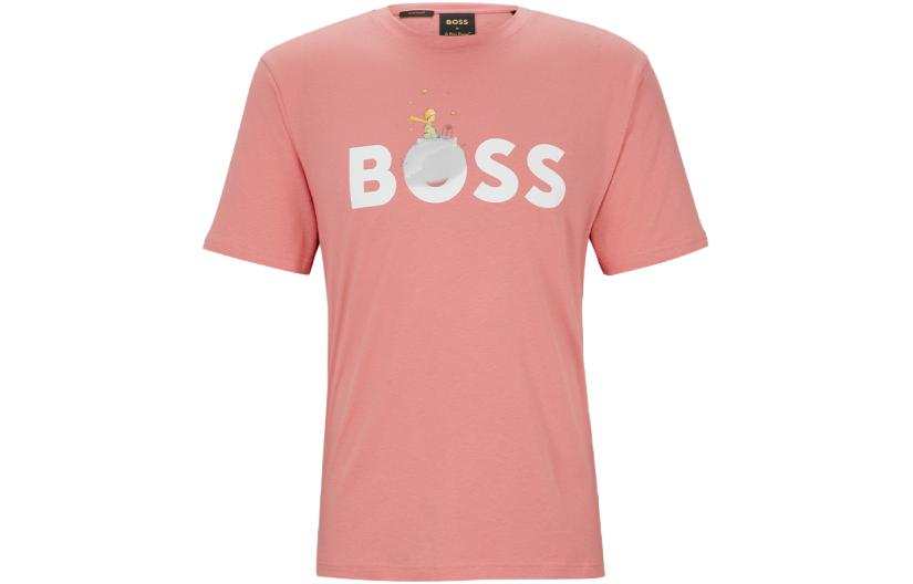 HUGO BOSS T Shirts Unisex Bright Pink Crew Neck Moderate Straight Fit