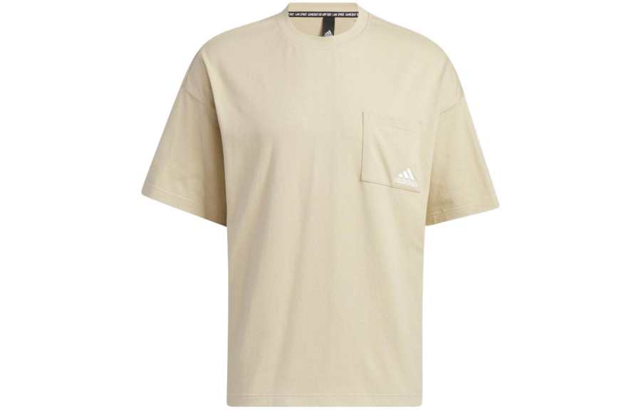 Adidas Adidas T Shirts Men's Light Beige Crew Neck Moderate Straight Fit