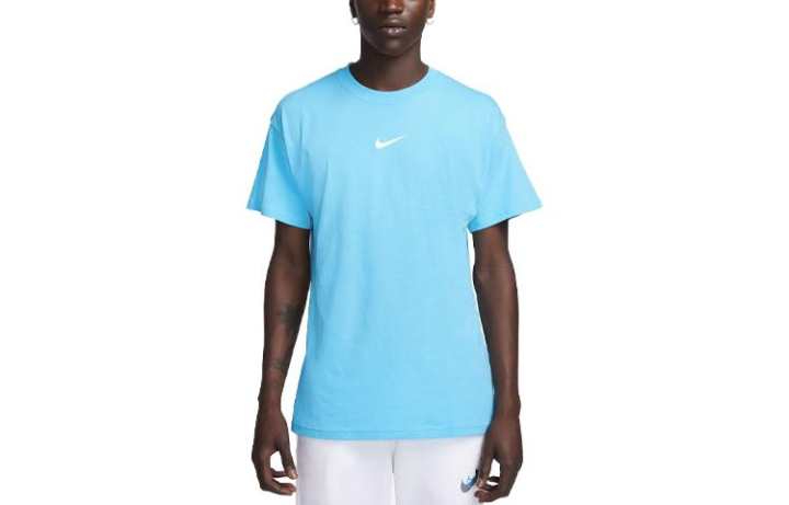 Nike Nike T Shirts Men's Baltic Sea Blue Crew Neck Moderate Straight Fit