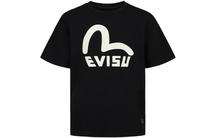 EVISU T Shirts Men's Black Crew Neck Moderate Straight Fit