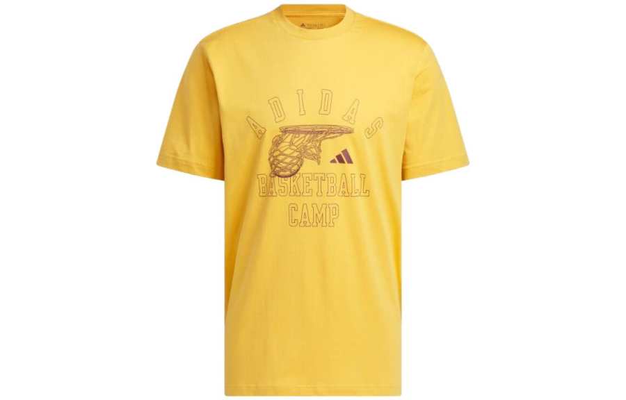 Adidas Adidas T Shirts Men's Yellow Crew Neck Moderate Straight Fit