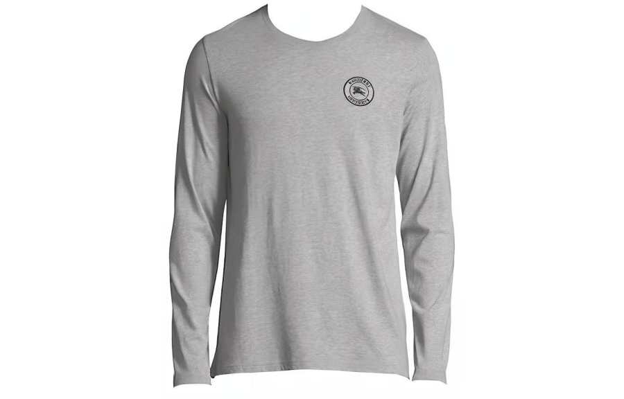 Burberry Embroidered Logo Cotton Long Sleeve T shirt