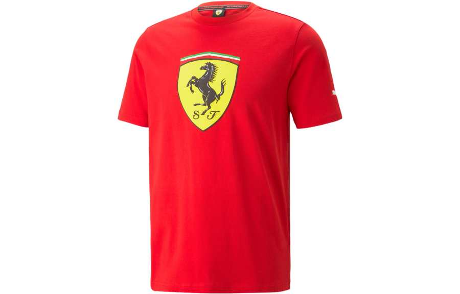 PUMA T Shirts Men's Red Crew Neck Moderate Straight Fit
