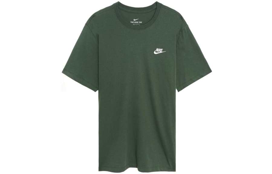 Nike Nike T Shirts Men's Army Green Crew Neck Moderate Straight Fit