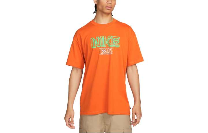 Nike Nike T Shirts Men's Campfire Orange Crew Neck Moderate Straight Fit