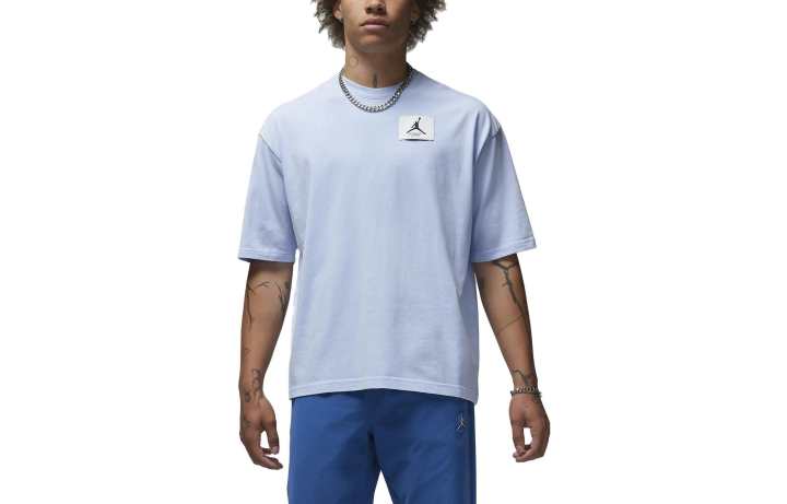 Jordan Jordan Flight Essentials T Shirts Men's Sky Blue Crew Neck Moderate Straight Fit