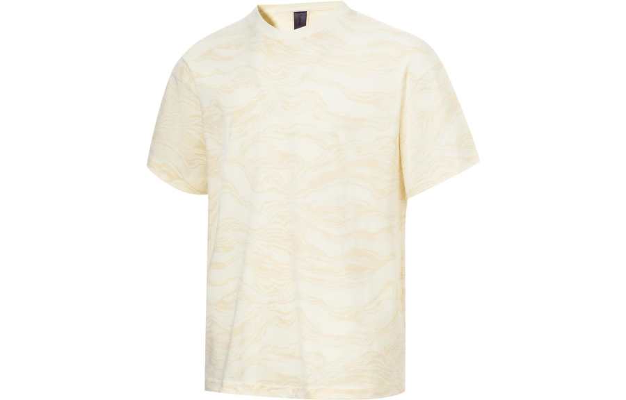 Li-Ning Li Ning T Shirts Unisex Papyrus White Crew Neck Moderate Straight Fit
