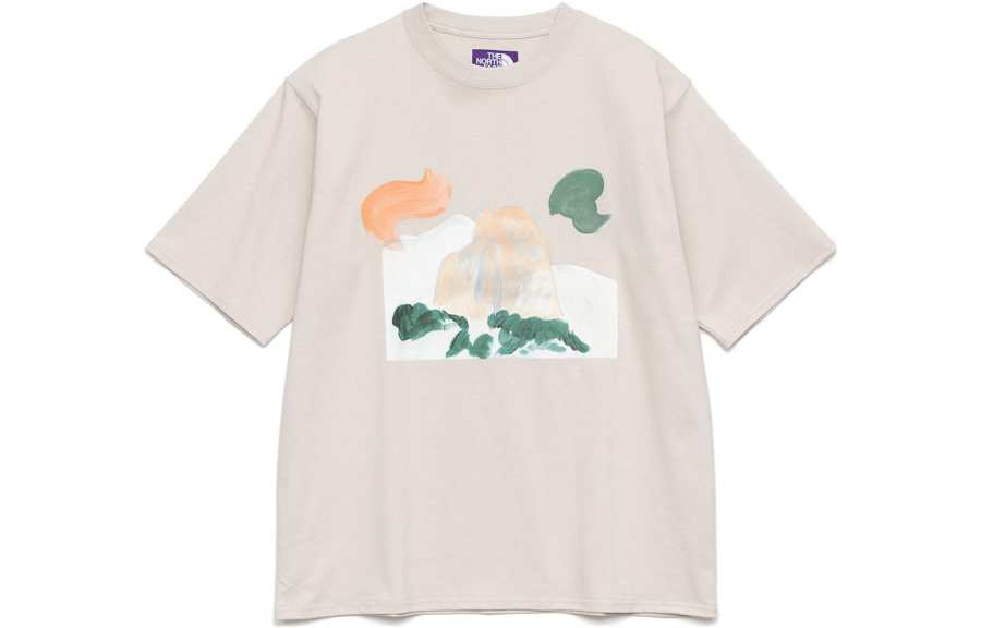 THE NORTH FACE PURPLE LABEL T Shirts Unisex Light Beige Crew Neck Moderate Straight Fit