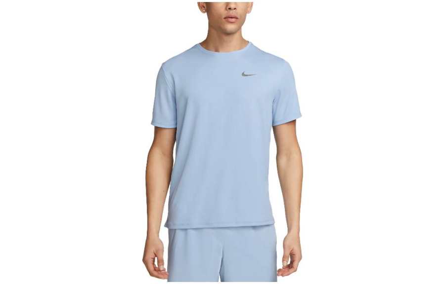 Nike Nike MILER T Shirts Men's Sky Blue Crew Neck Moderate Straight Fit