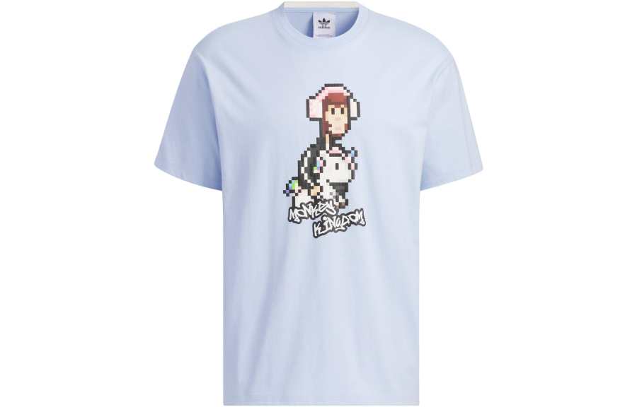 Adidas Originals Monkey Kingdom Drop Shoulder Sleeve T Shirt Unisex Light Pink Blue