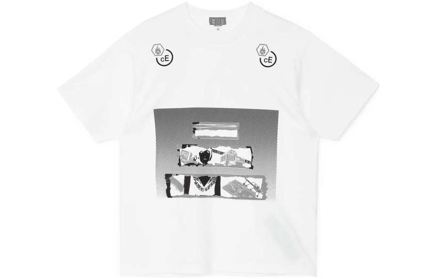 Cav Empt T Shirts Men's White Crew Neck Moderate Straight Fit