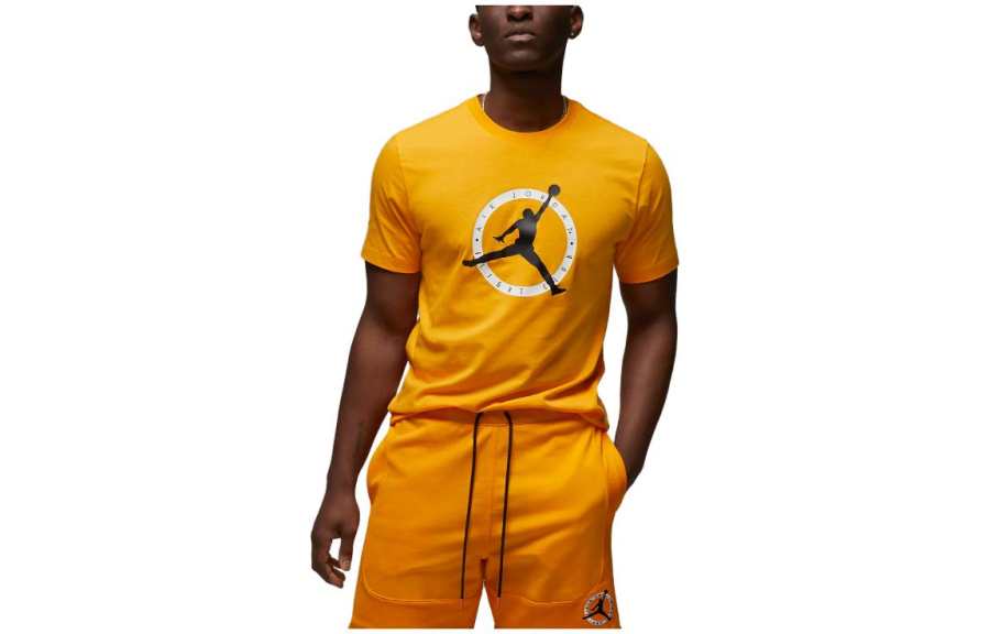 Jordan Jordan T Shirts Men's Orange Crew Neck Moderate Straight Fit