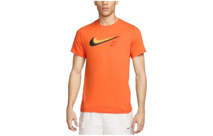 Nike Nike T Shirts Men's Orange Crew Neck Moderate Straight Fit