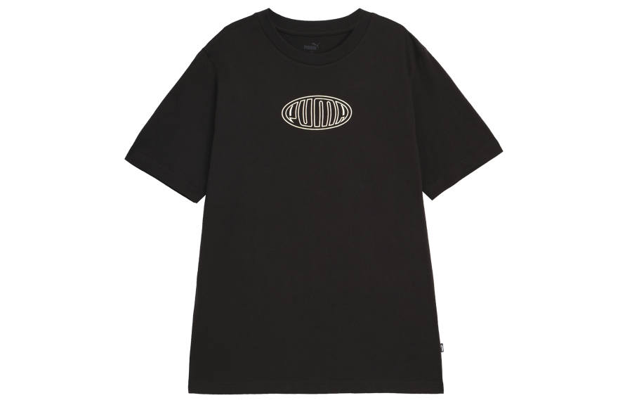 PUMA T Shirts Men's Black Crew Neck Moderate Straight Fit