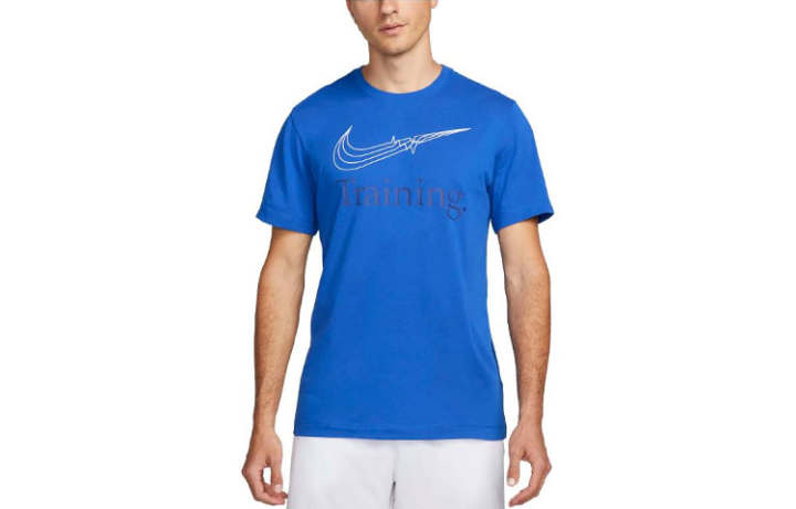 Nike Nike T Shirts Men's Blue Crew Neck Moderate Straight Fit
