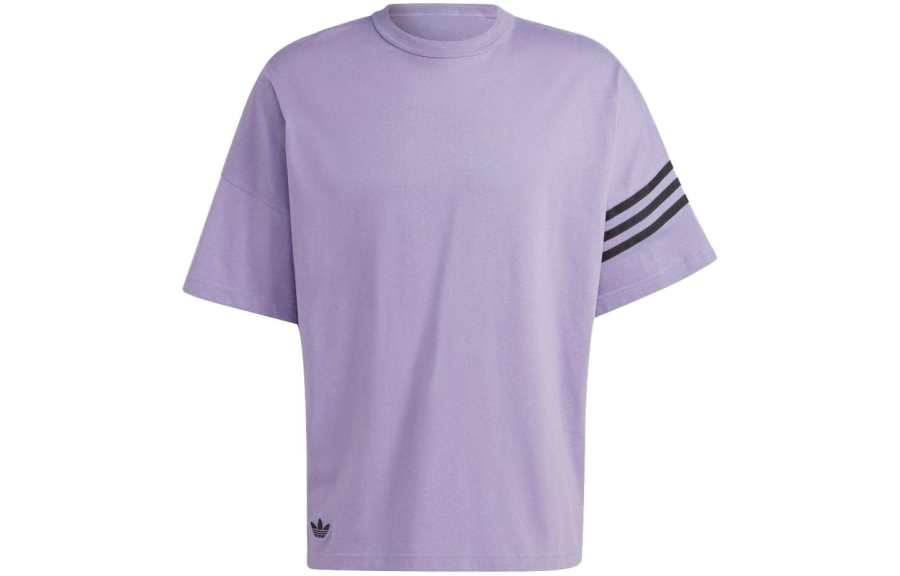 Adidas Originals Neuclassics T Shirts Men's Lilac Crew Neck Moderate Straight Fit
