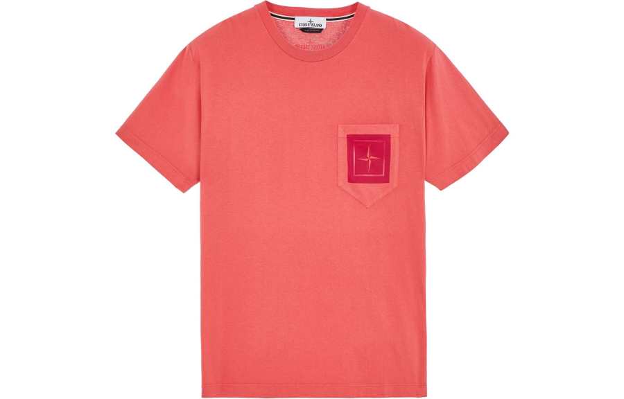 STONE ISLAND T Shirts Men's Red Crew Neck Moderate Straight Fit