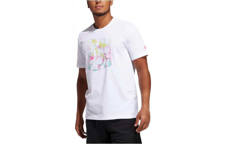 Adidas Adidas T Shirts Men's White Crew Neck Moderate Straight Fit