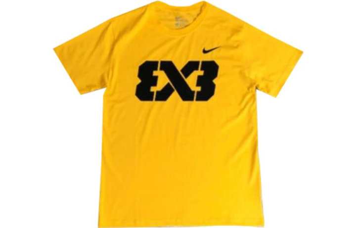 Nike Nike 3x4 T Shirts Unisex Yellow Black Crew Neck Moderate Straight Fit