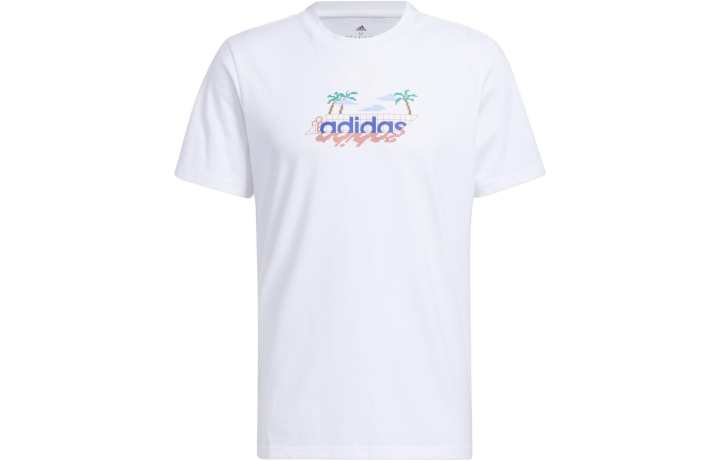 Adidas Adidas T Shirts Men's White Crew Neck Moderate Straight Fit