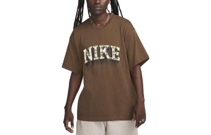 Nike Nike T Shirts Unisex Brown Crew Neck Moderate Straight Fit