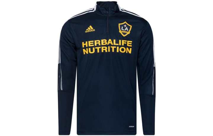 Adidas Adidas LA Galaxy T Shirts Men's Dark Blue Stand Collar Moderate Straight Fit