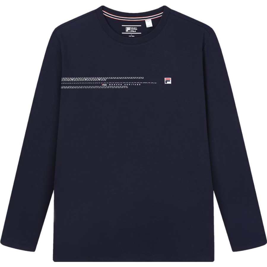 FILA T Shirts Men's Blue Crew Neck Moderate