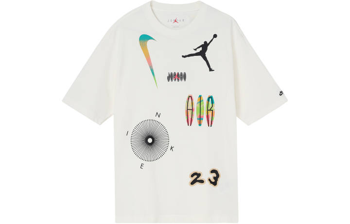 Jordan Jordan T Shirts Men's White Crew Neck Moderate Straight Fit