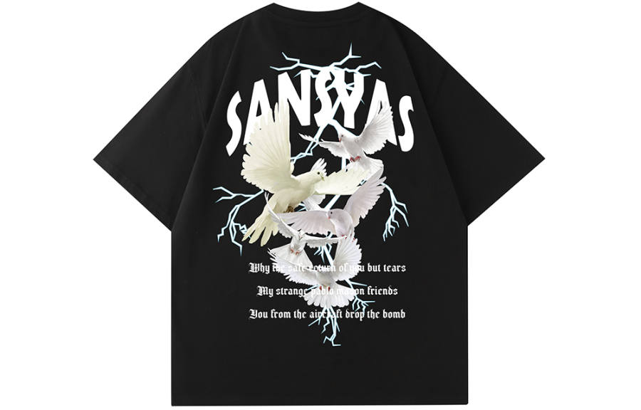 SANSYAS T Shirts Unisex Crew Neck Moderate Straight Fit