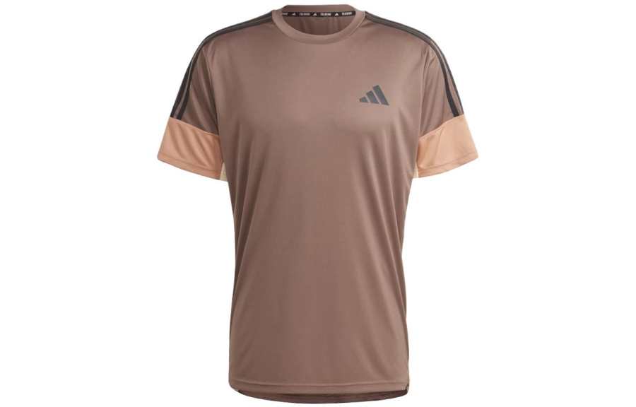 Adidas Adidas T Shirts Men's Dark Brown Crew Neck Moderate Straight Fit