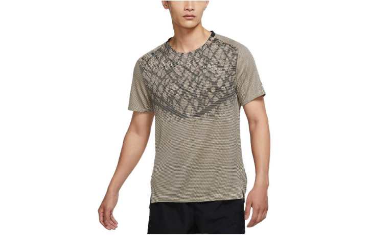 Nike Nike T Shirts Men's Olive Gray Crew Neck Moderate Straight Fit