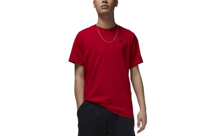 Jordan Jordan T Shirts Men's Gym Red Crew Neck Moderate Straight Fit