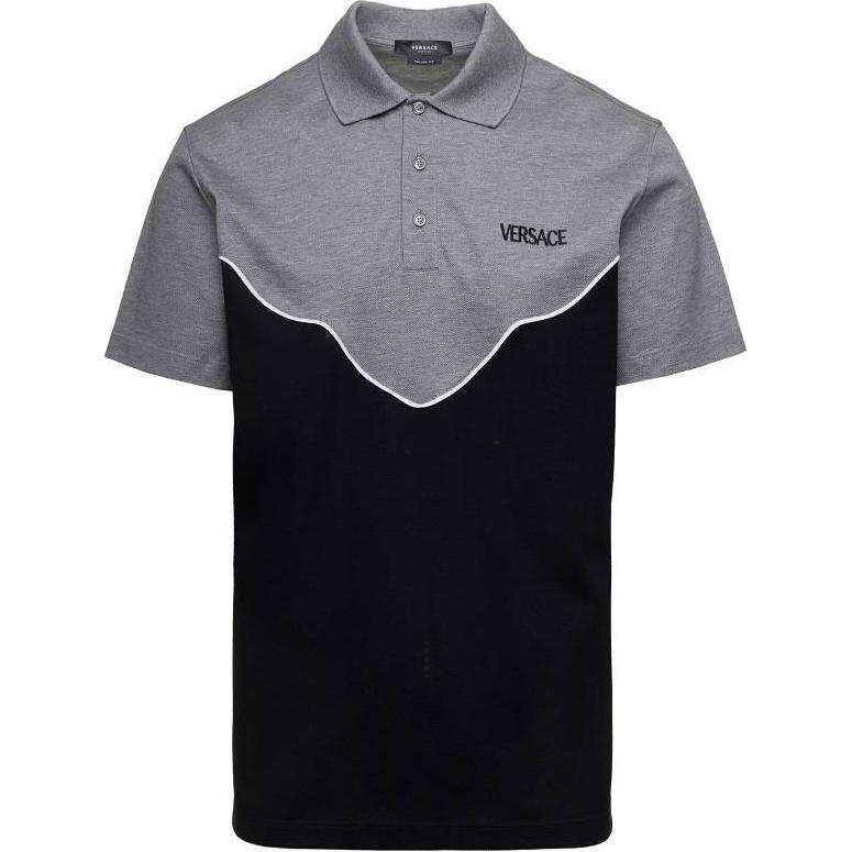 VERSACE Logo Embroidered Short-Sleeved Polo Shirt