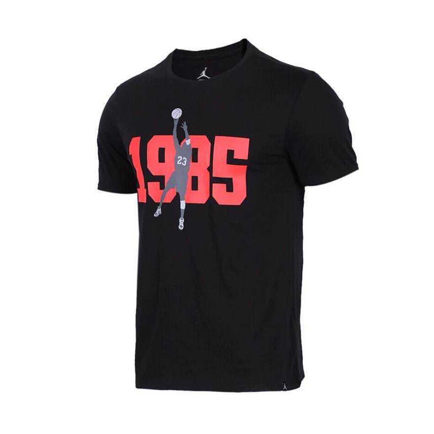 Jordan Jordan T Shirts Men's Black Crew Neck Moderate Straight Fit