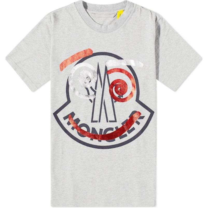Moncler T Shirts Men's Gray Crew Neck Moderate Straight Fit