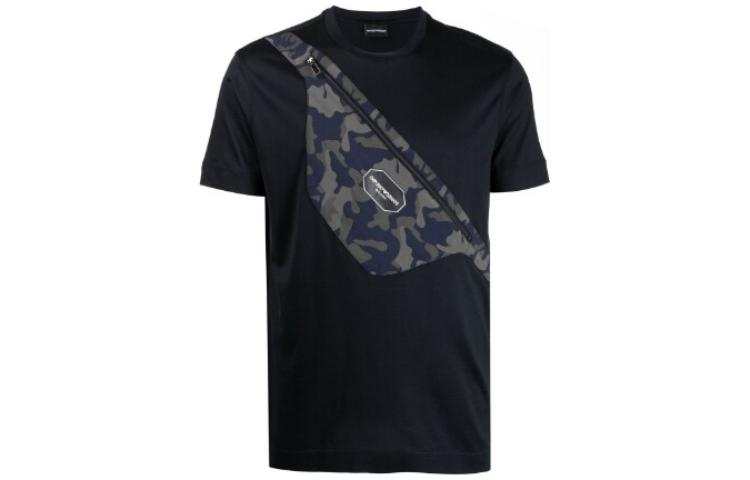 EMPORIO ARMANI T Shirts Men's Marine Blue Crew Neck Moderate Straight Fit