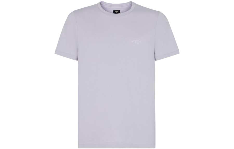 FENDI T Shirts Men's Purple Crew Neck Moderate Straight Fit