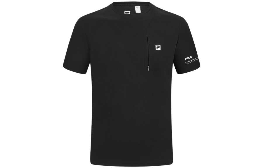 FILA T Shirts Men's Black Crew Neck Moderate Straight Fit