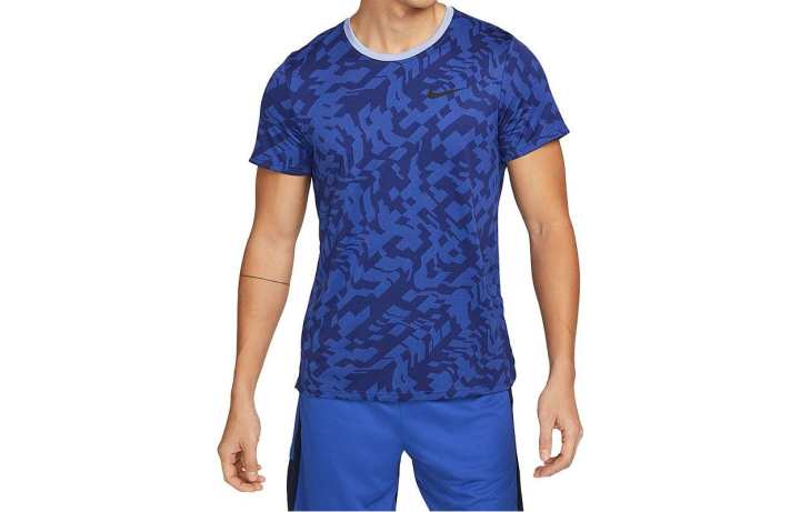 Nike Nike T Shirts Men's Blue Crew Neck Moderate Straight Fit