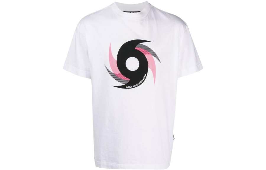 PALM ANGELS T Shirts Men's White Crew Neck Moderate Straight Fit