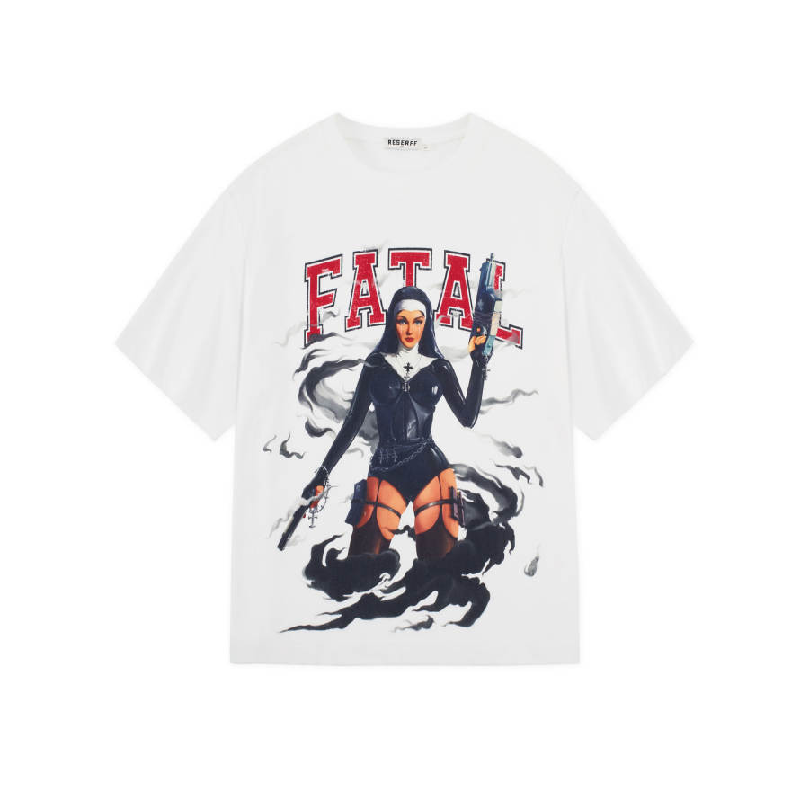 RESERFF T Shirts Unisex White Crew Neck Moderate Heavyweight