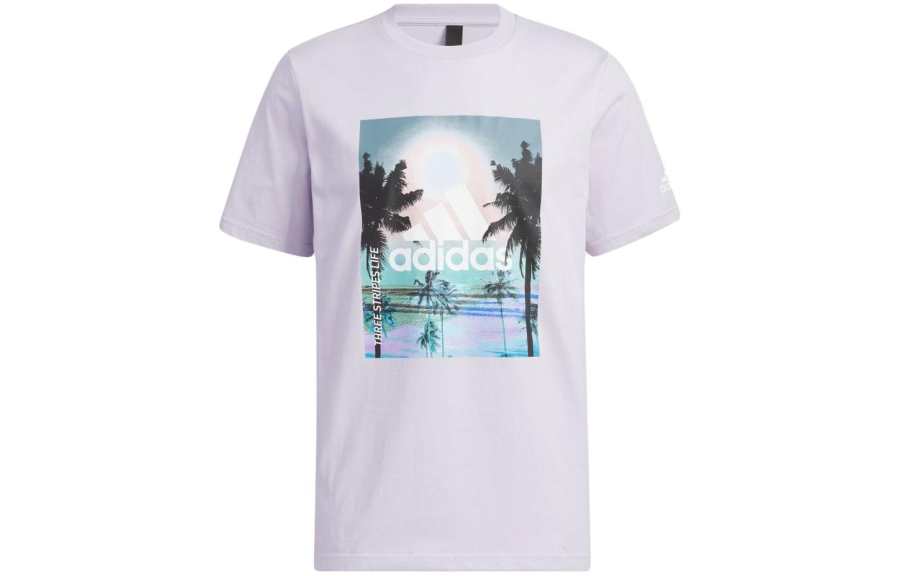 Adidas Adidas T Shirts Men's Light Lavender Crew Neck Moderate Straight Fit