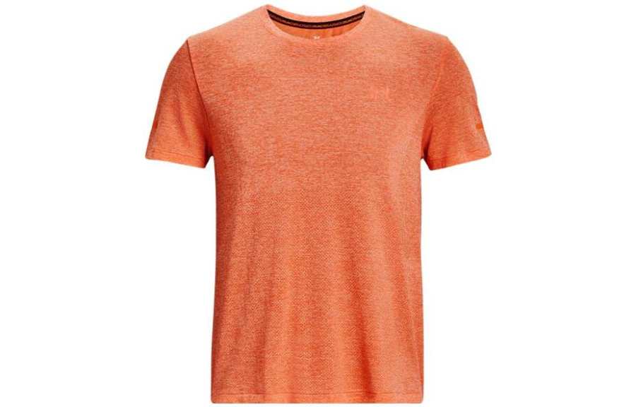Under Armour T Shirts Men's Orange Crew Neck Moderate Straight Fit