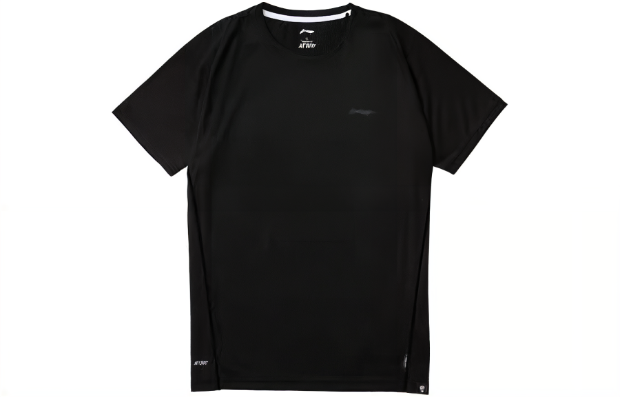 Li-Ning Li Ning T Shirts Men's Black Crew Neck Moderate Straight Fit